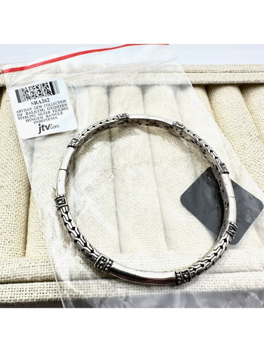 JTV Artisan Sterling Silver Filigree Bangle Bracelet 7 3/4 Inch 22 Grams
